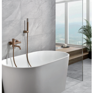 GRIFERÍA BAÑO Y DUCHA MONOMANDO ORO ROSA CEPILLADO SERIE MONZA