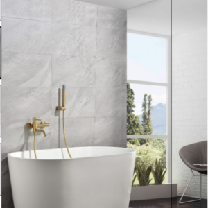 GRIFERÍA BAÑO Y DUCHA MONOMANDO ORO CEPILLADO SERIE MONZA