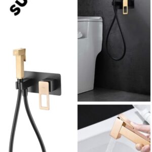 GRIFERÍA BIDÉ EMPOTRADA MONOMANDO NEGRO ORO SERIE SUECIA