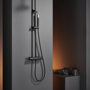 BARRA DE DUCHA MONOMANDO NEGRO MATE SERIE MONZA