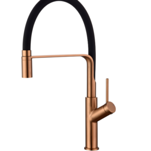 GRIFERÍA DE COCINA MONOMANDO FLEXIBLE ORO ROSA CEPILLADO IMEX SERIE SENA GCE022/ORC