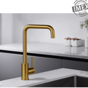 IMEX  GRIFERÍA DE COCINA MONOMANDO ORO CEPILLADO  METAL SERIE LOIRA