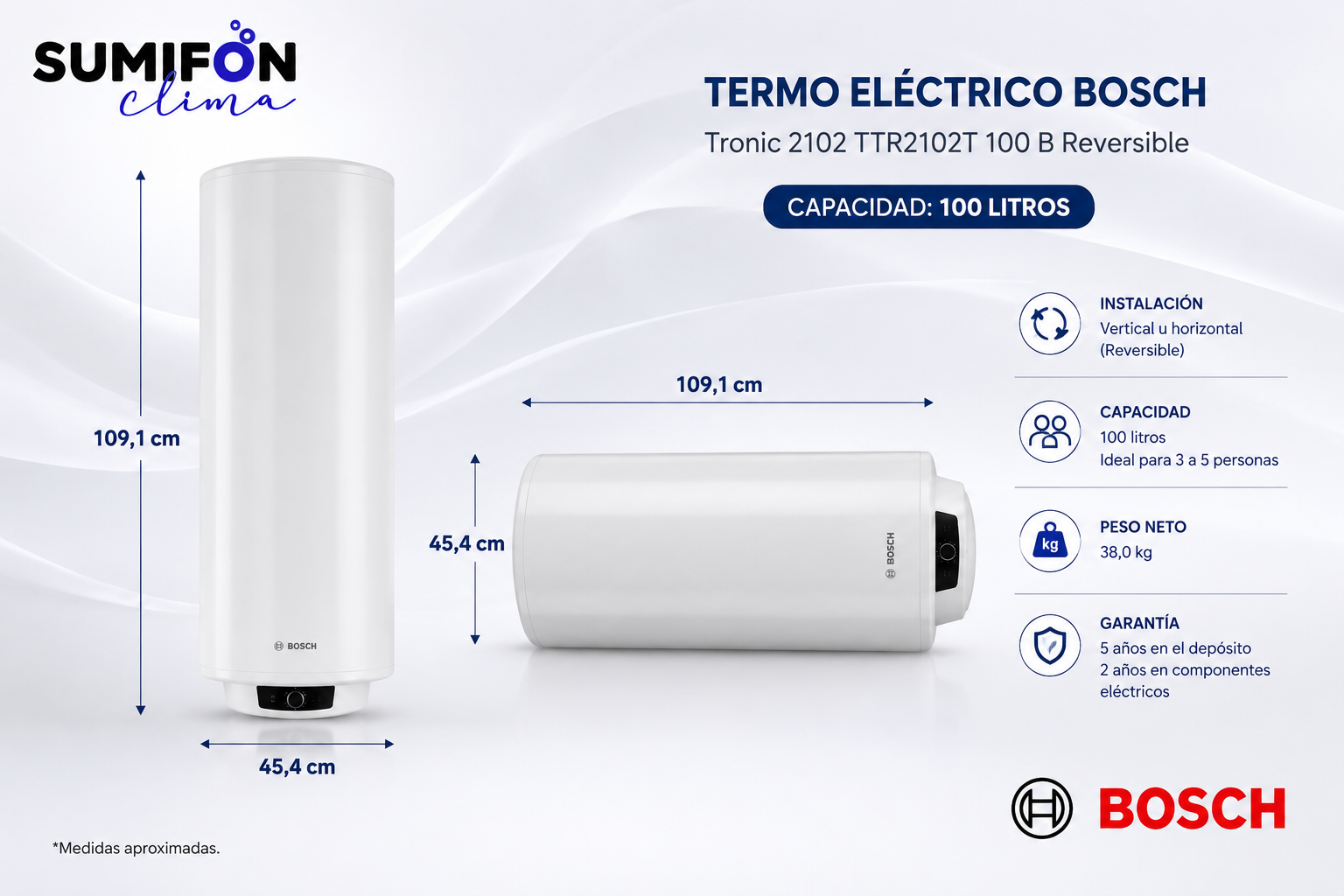Termo Eléctrico Bosch Tronic 2102 TTR2102T 100 B 100 Litros - Imagen 5