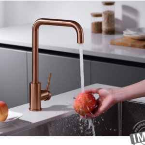 IMEX  GRIFERÍA DE COCINA MONOMANDO ORO ROSA  CEPILLADO  METAL SERIE LOIRA