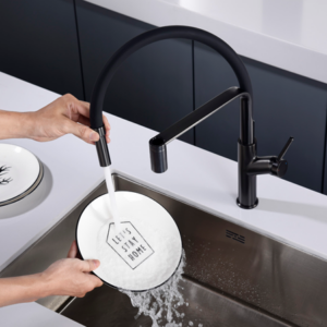 GRIFERÍA DE COCINA MONOMANDO FLEXIBLE FLEXIBLE NEGRO MATE  IMEX SERIE SENA GCE022/NG