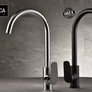 GRIFERÍA DE COCINA MONOMANDO NEGRO MATE IMEX SERIE BÉLGICA