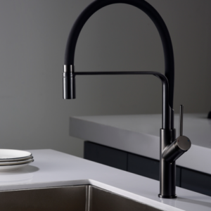 GRIFERÍA DE COCINA MONOMANDO FLEXIBLE FLEXIBLE BLACK GUN METAL IMEX SERIE SENA GCE022/BGM