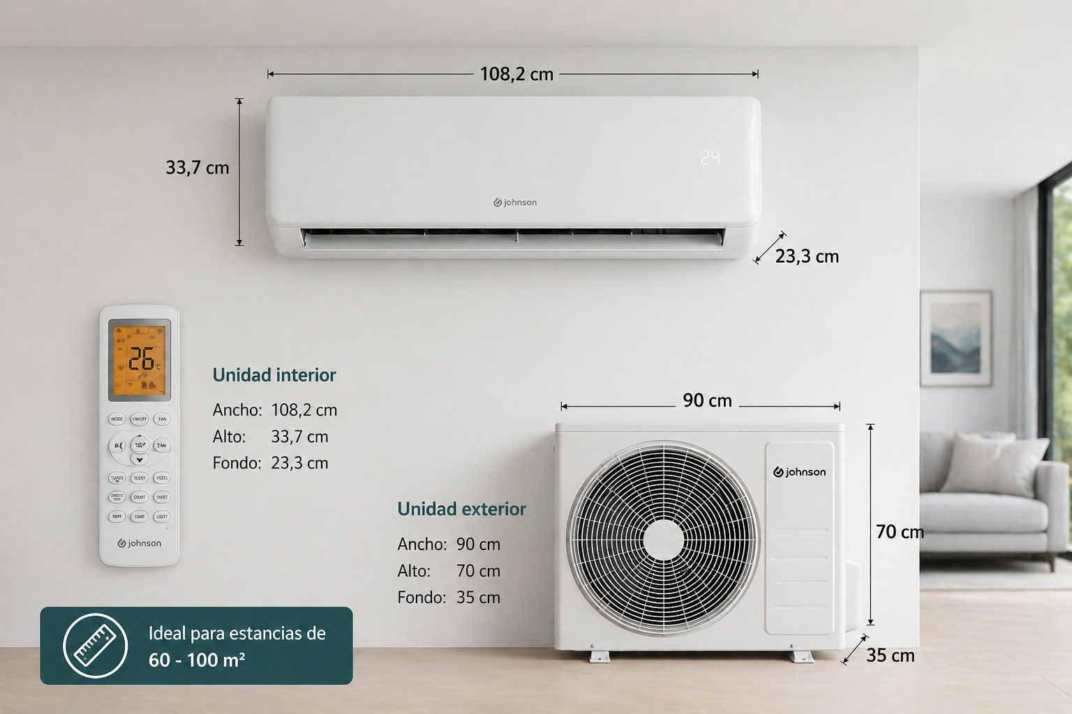 Aire acondicionado potente WiFi 7kW Johnson ETNA2-71K A+++ Inverter - Imagen 10