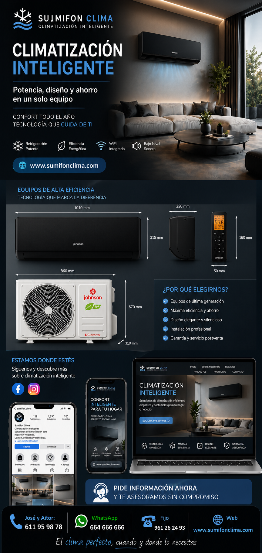 Aire Acondicionado Negro WiFi Johnson EVEREST2-52K 5,2 kW A+++ - Imagen 11